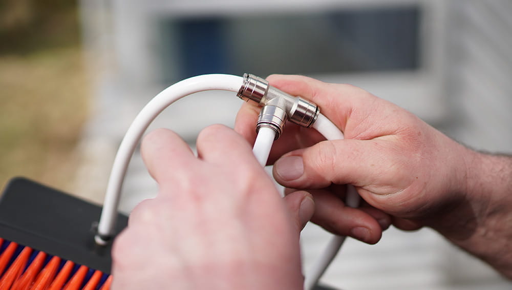 teleskopstange-waschbuerste Steckverbinder Metall