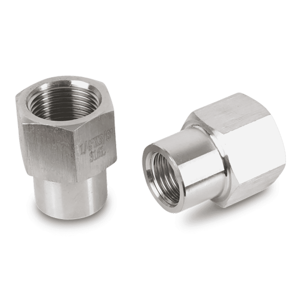 Reduziermuffe Edelstahl V4A für Nieder- und Hochdruck, 3/8" x 1/4"