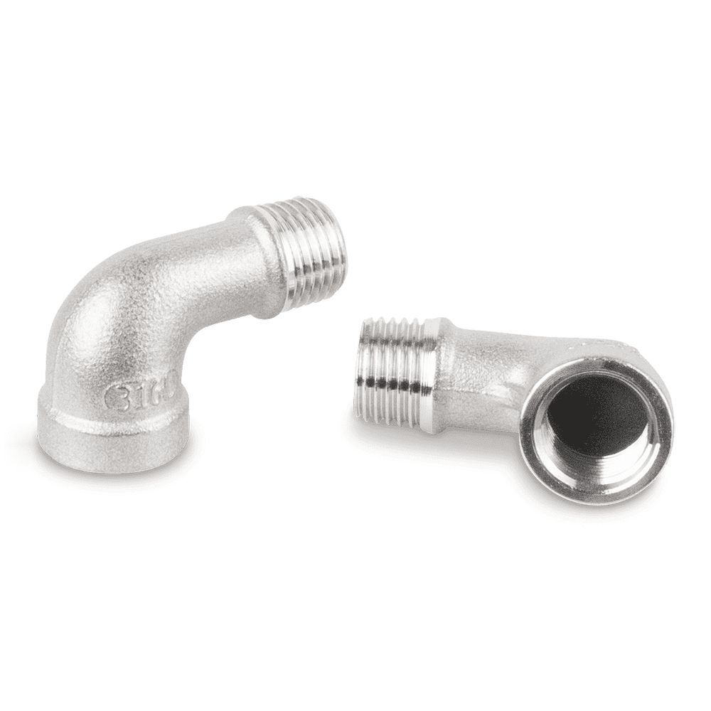 Bogen 90° Edelstahl V4A, Innen x Außen, 1/4"