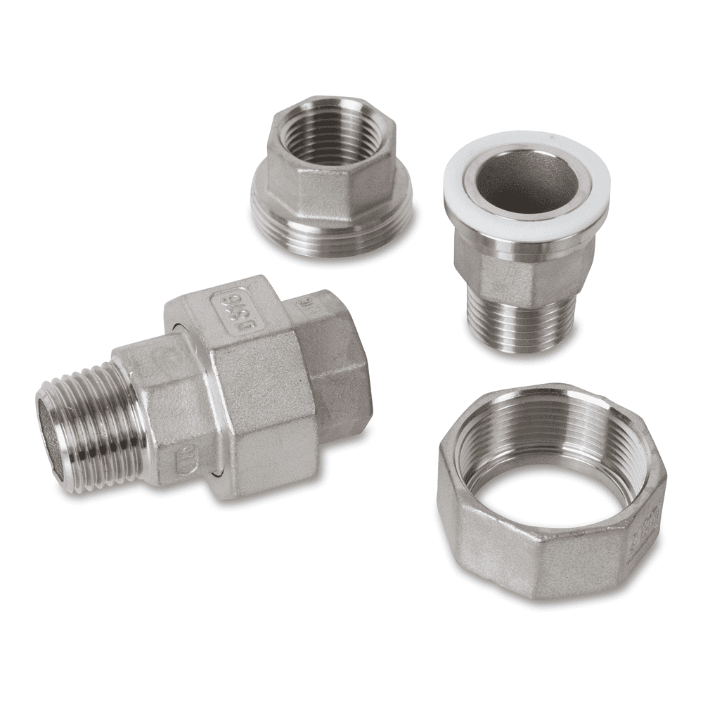 Überwurf Verschraubung Messing vernickelt 3-teilig, 1" Innen x 1" Außen x 1 1/4" Überwurf flachdicht
