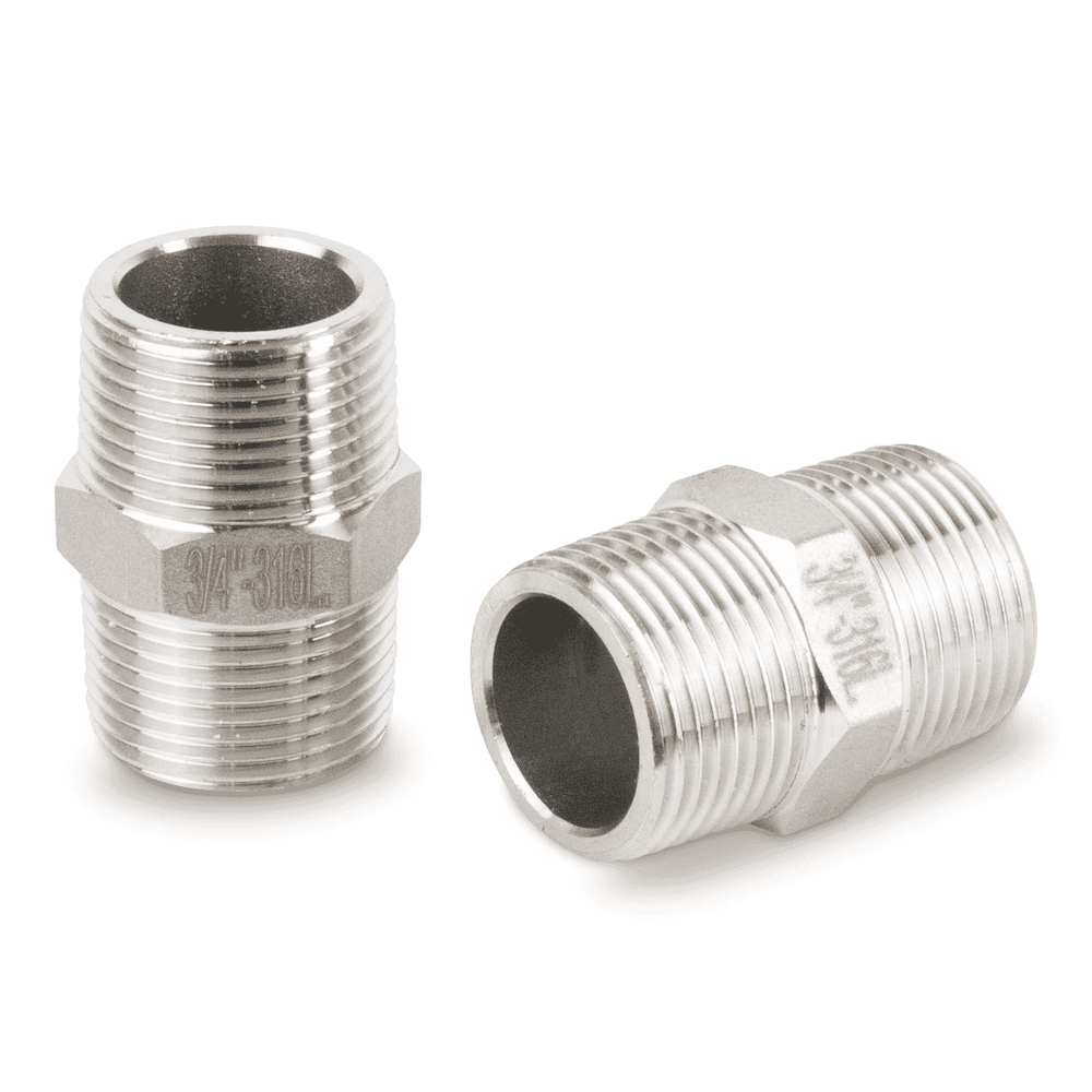 Doppelnippel Edelstahl V4A, Außen x Außen für Nieder- oder Hochdruckanwendung, 3/4" x 3/4"