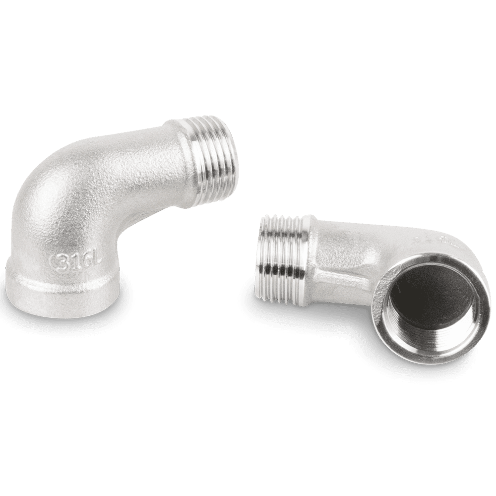 Bogen 90° Edelstahl V4A, Innen x Außen
