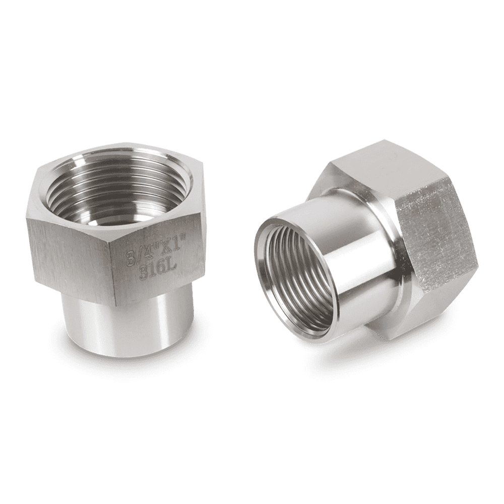 Reduziermuffe Edelstahl V4A für Nieder- und Hochdruck, 1" x 3/4"
