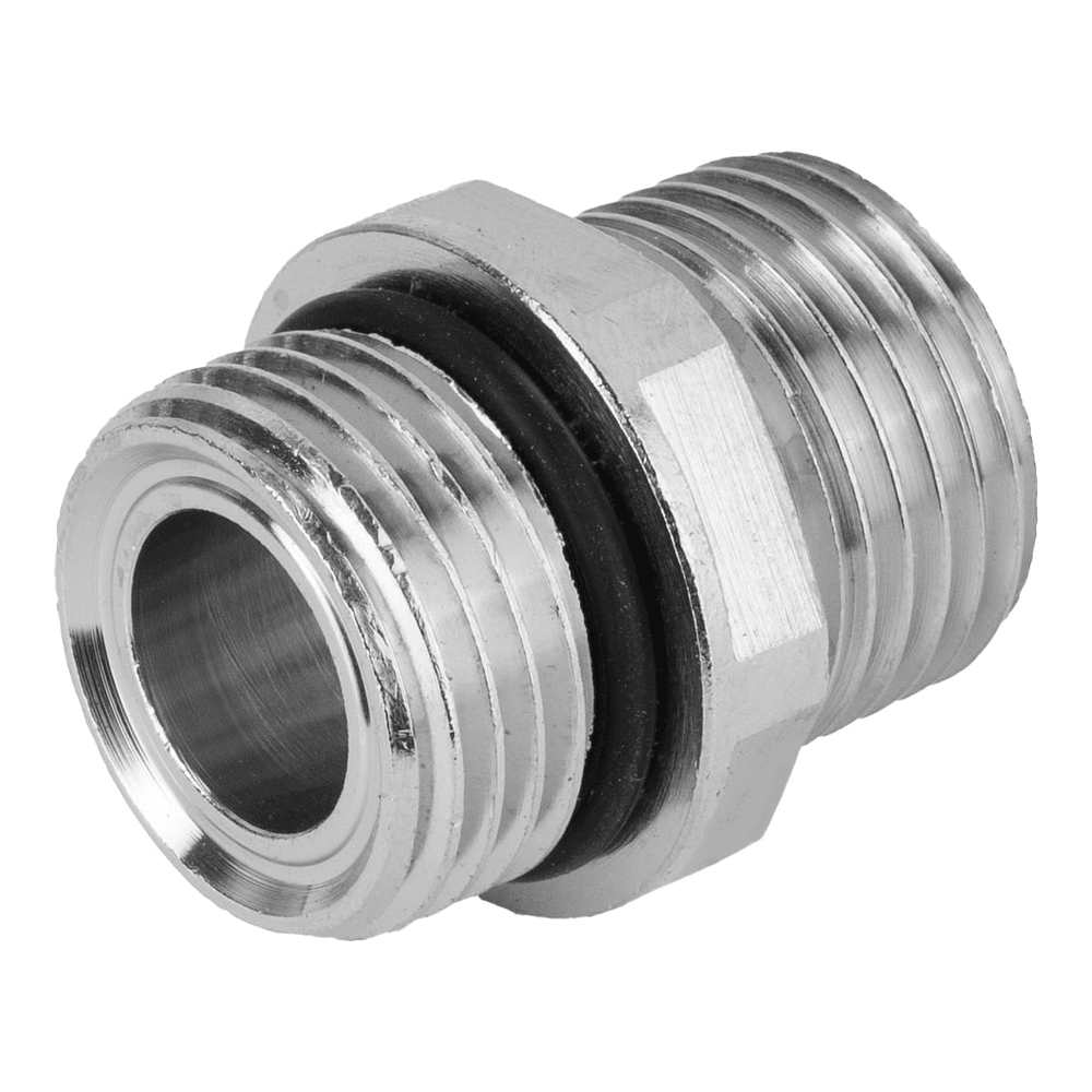 Doppelnippel Messing vernickelt mit O-Ring, 1/2" Außen x 1/2" Außen, 1" x 1"
