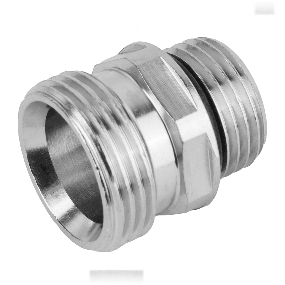 Doppelnippel Messing vernickelt mit O-Ring, 60° Konus, 3/4" Außen x 1/2" Außen