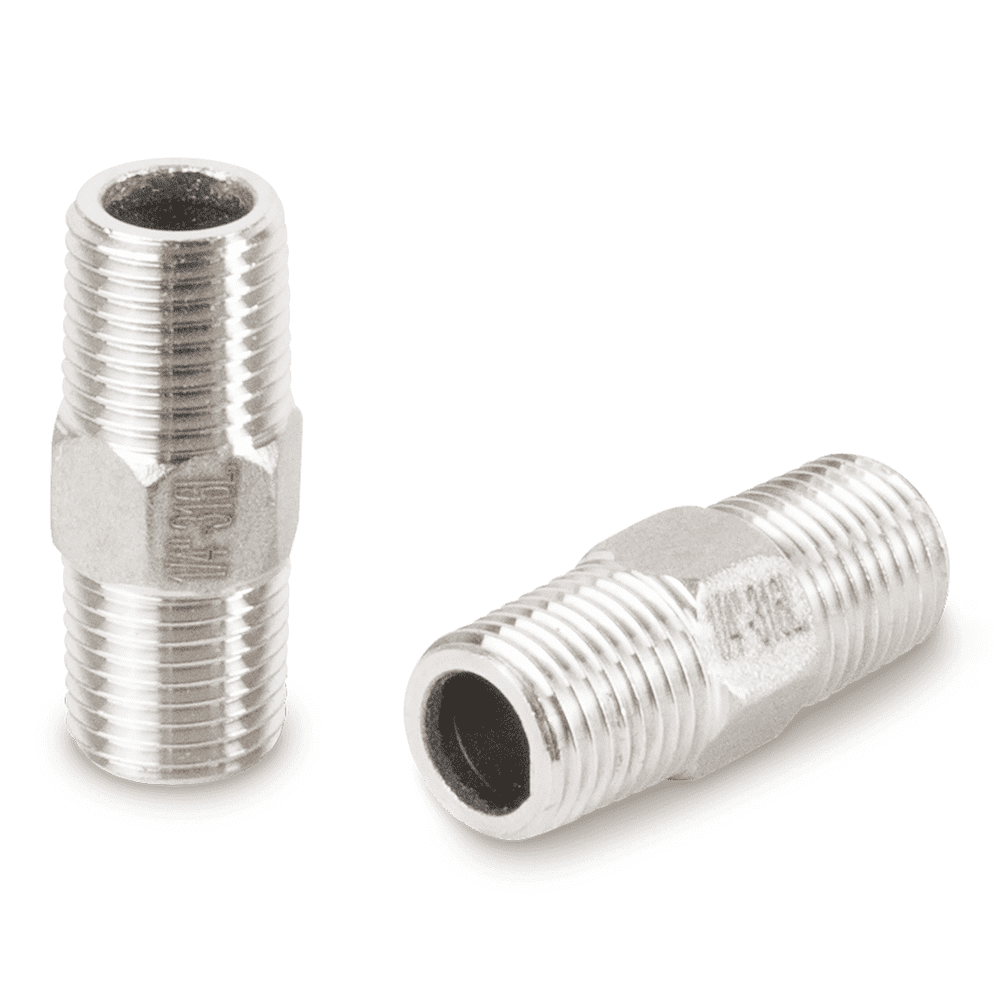 Doppelnippel Edelstahl V4A, Außen x Außen für Nieder- oder Hochdruckanwendung, 1/4" x 1/4"