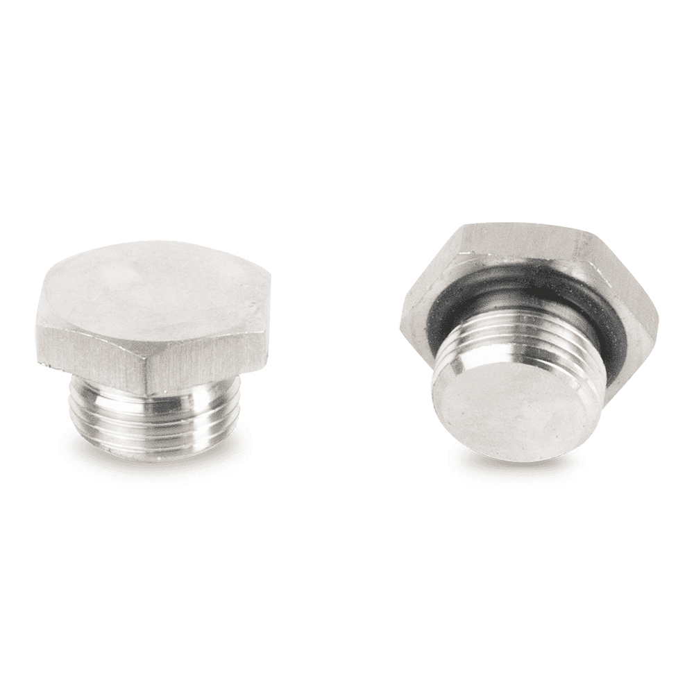 Stopfen Edelstahl V4A mit 6-Kantgewinde und O-Ring für Nieder- und Hochdruck, 3/8"