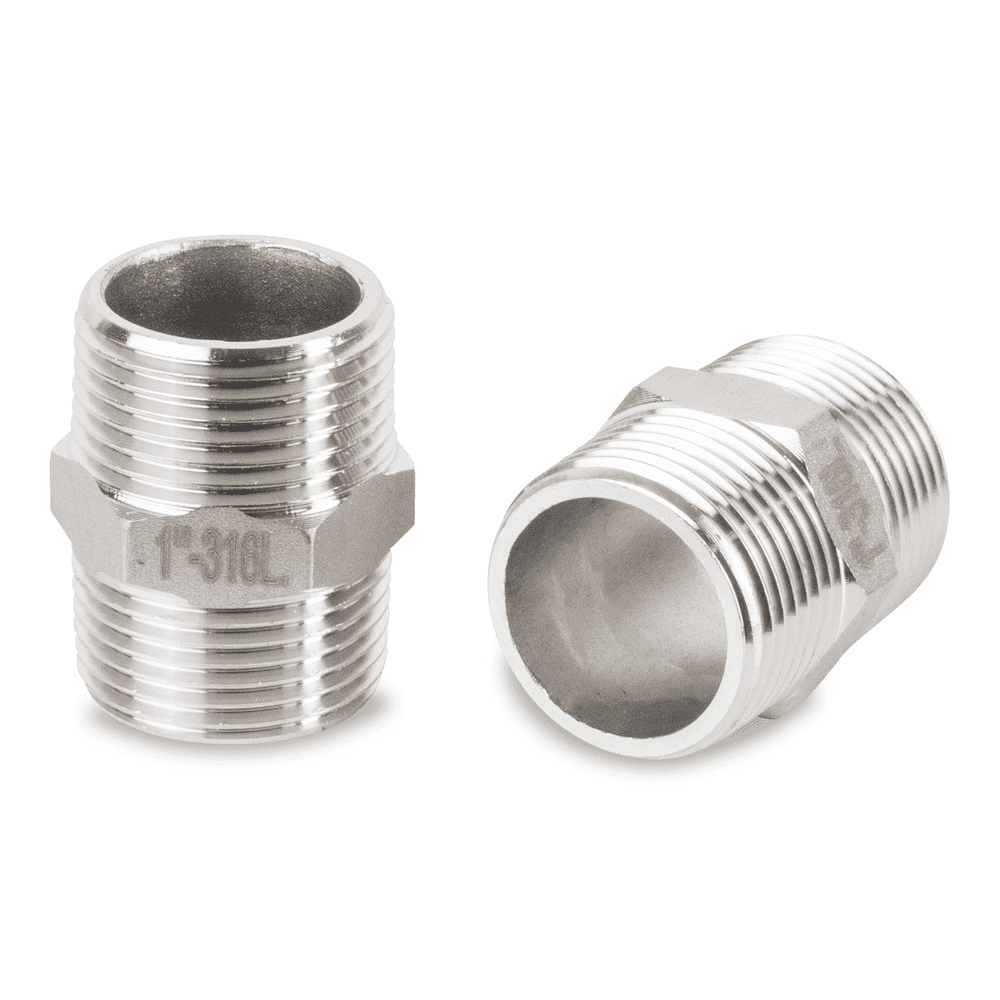 Doppelnippel Edelstahl V4A, Außen x Außen für Nieder- oder Hochdruckanwendung, 1" x 1"