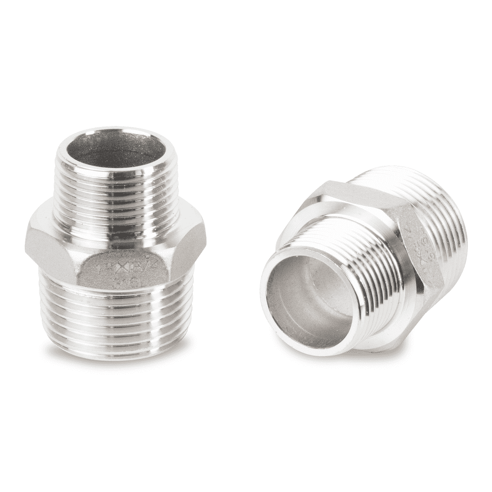 Reduzierdoppelnippel Edelstahl V4A für Nieder- und Hochdruck, 1" x 3/4"