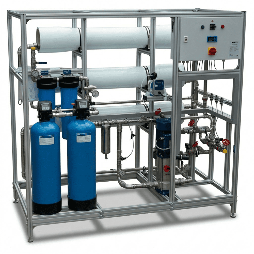 Umkehrosmoseanlage mit Doppelenthärtungsanlage bis zu 3.000 l/h