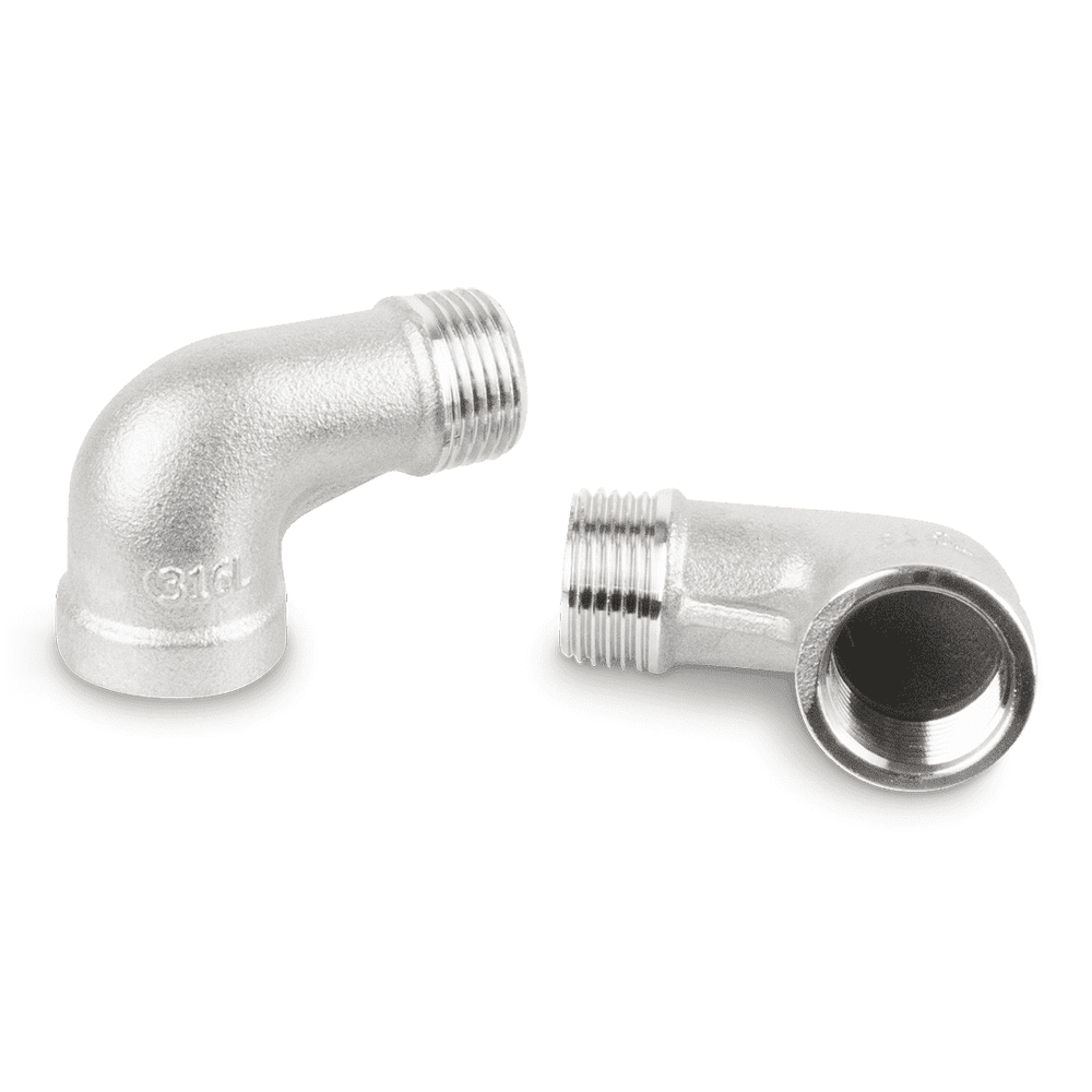 Bogen 90° Edelstahl V4A, Innen x Außen, 3/4"