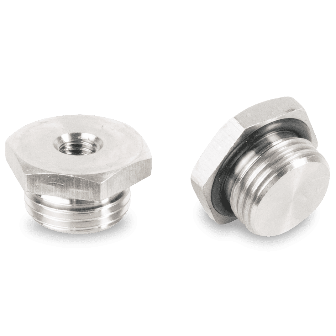 Stopfen Edelstahl V4A mit M8-Gewinde und O-Ring für Nieder- und Hochdruck
