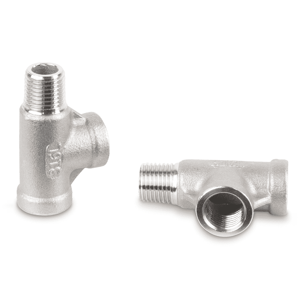 T-Stück Edelstahl V4A, Außen x Innen x Innen für Nieder- und Hochdruck, 1/2"
