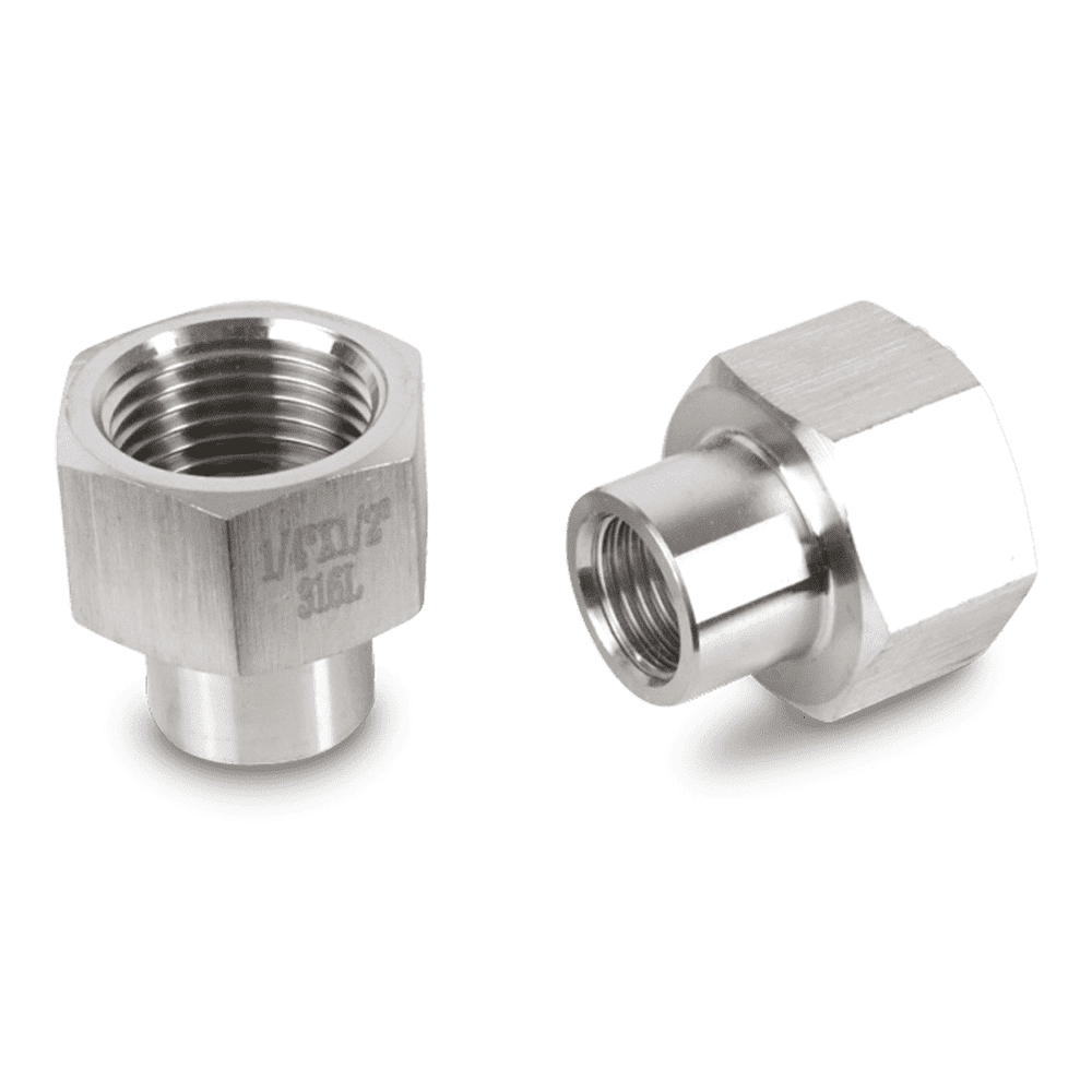 Reduziermuffe Edelstahl V4A für Nieder- und Hochdruck, 1/2" x 1/4"