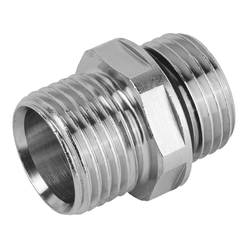 Doppelnippel Messing vernickelt mit O-Ring, 1/2" Außen x 1/2" Außen