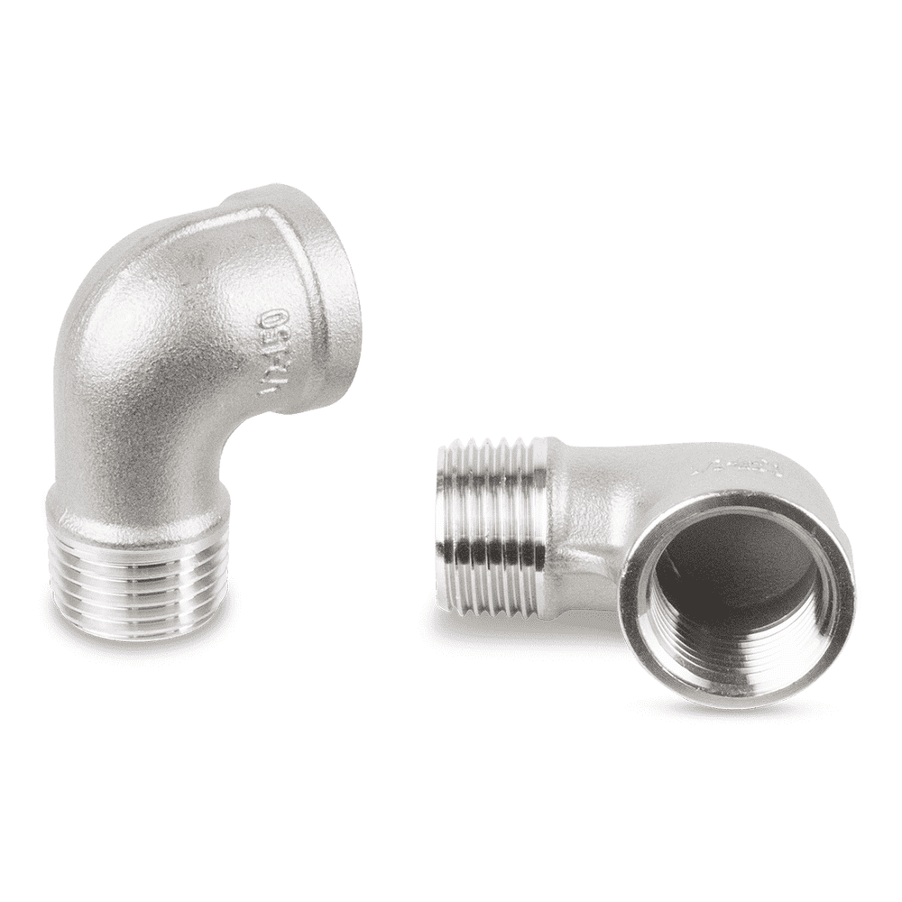 Bogen 90° Edelstahl V4A, Innen x Außen, 1/2"