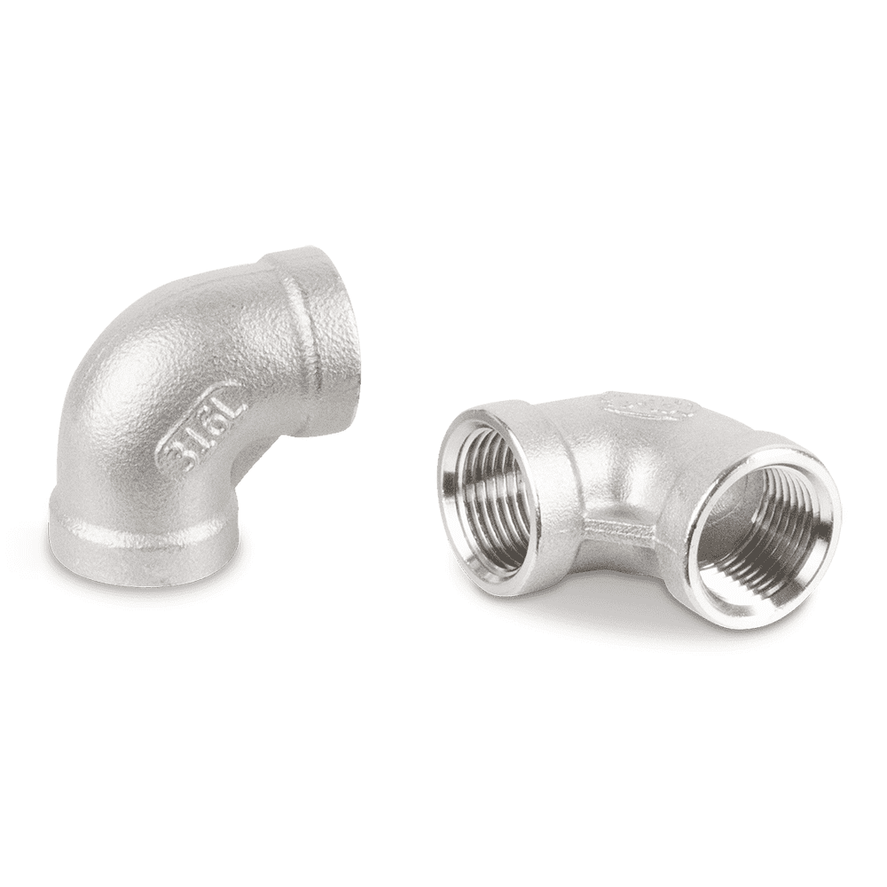 Bogen 90° Edelstahl V4A, Innen x Innen für Nieder- und Hochdruck, 1/2"
