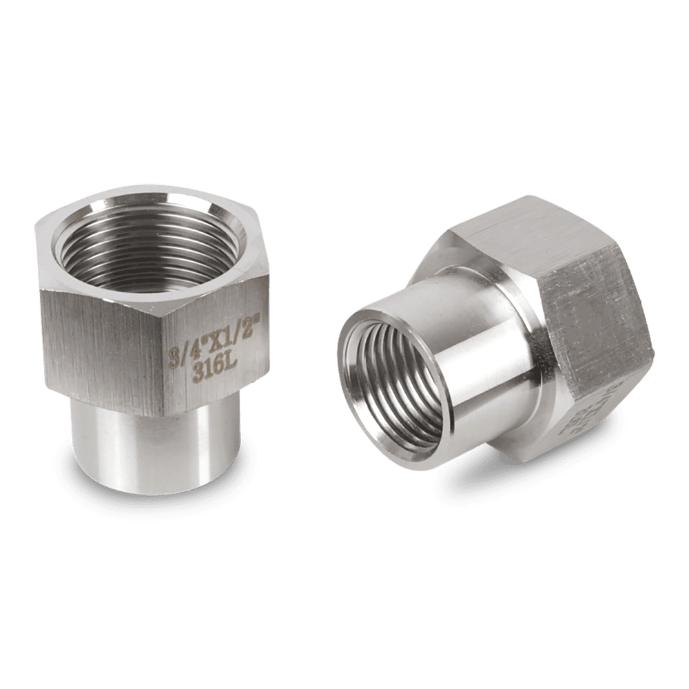 Reduziermuffe Edelstahl V4A für Nieder- und Hochdruck, 3/4" x 1/2"