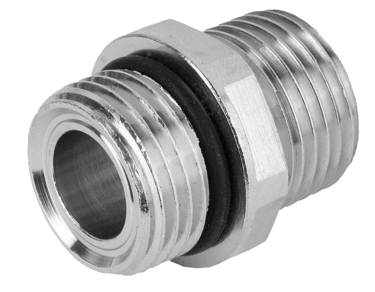 Doppelnippel Messing vernickelt mit O-Ring, 1/2" Außen x 1/2" Außen