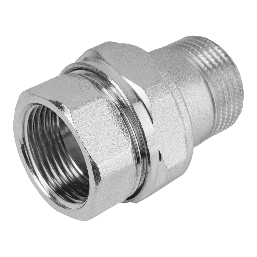 Überwurf Verschraubung Messing vernickelt 3-teilig, 1" Innen x 1" Außen x 1 1/4" Überwurf flachdicht