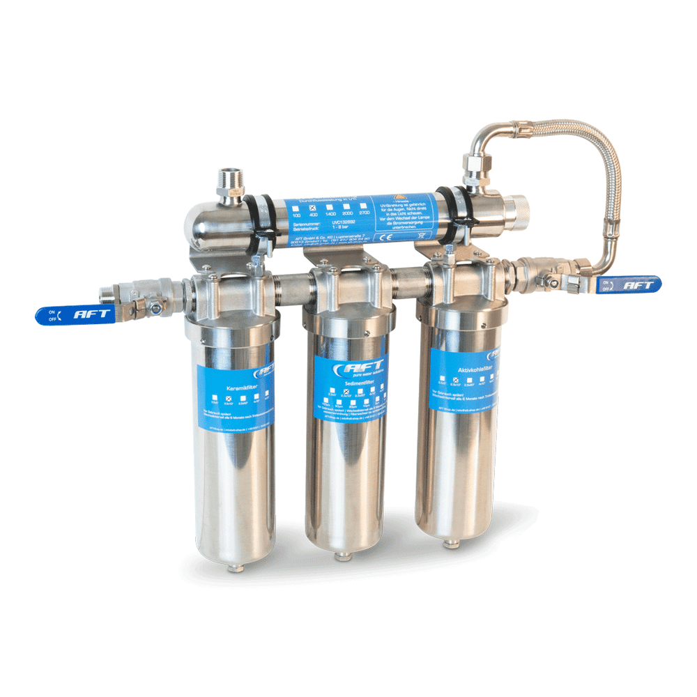4-stufige Edelstahl Filterstation mit UV-C Entkeimung