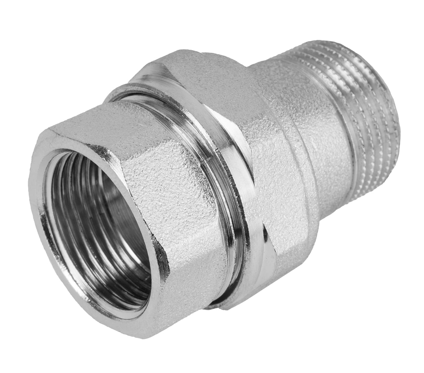 Überwurf Verschraubung Messing vernickelt 3-teilig, 1" Innen x 1" Außen x 1 1/4" Überwurf flachdicht
